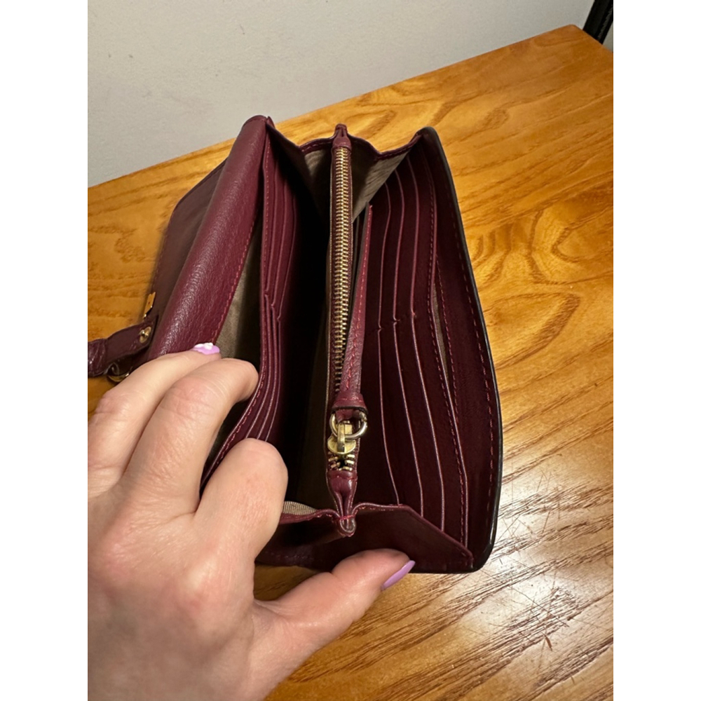 Chloe Burgundy Leather Long Flap Wallet - Picture 12 of 14